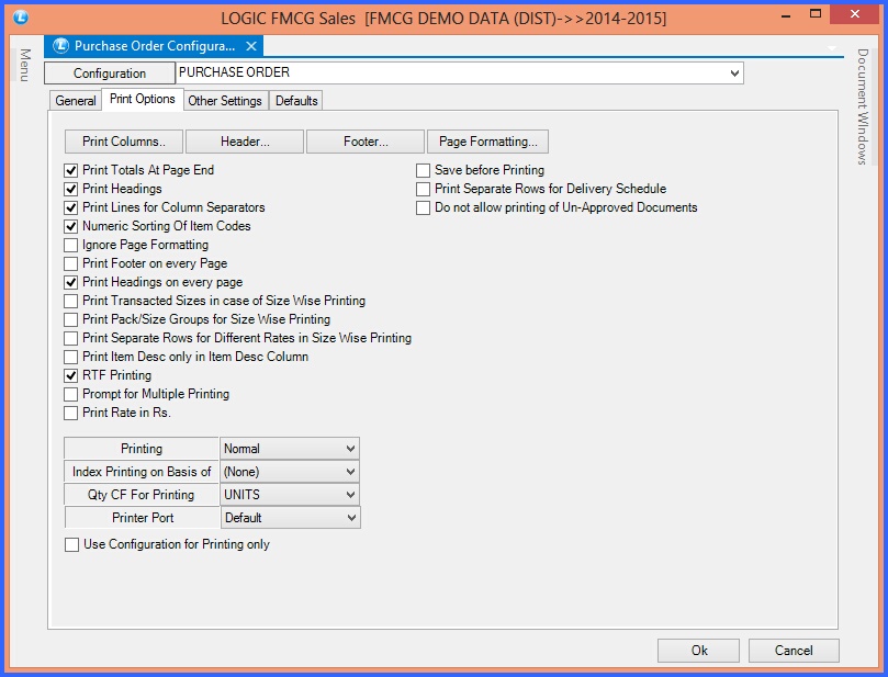 fmcg purchase order print option